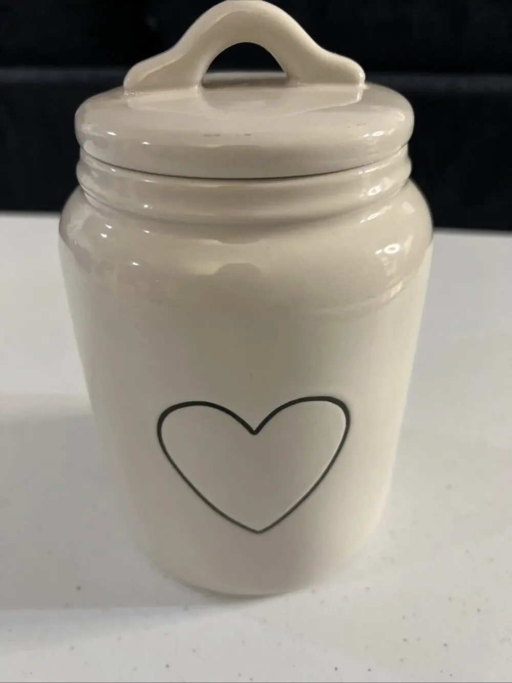Rae Dunn Baby Canaster Black Heart lid jar ceramic romantic wedding love